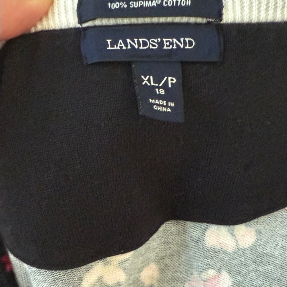 Lands' End Women's Black Cardigan with Pink and Orange Floral - Picture 2 of 9